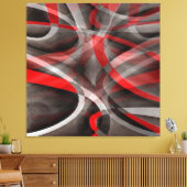 Achtzig rote, weiße und graue Kurven Leinwanddruck (Insitu (Wohnzimmer))