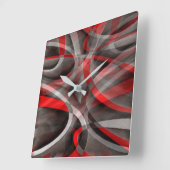 Achtzig rote, weiße und graue Kurven Quadratische Wanduhr (Winkel)