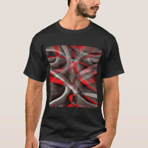 Achtzig rote, weiße und graue Kurven T-Shirt