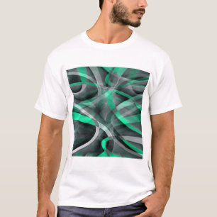Achtzig Snazzy Aqua und Gray Curved Line Muster T-Shirt