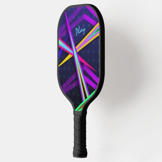 Achtzig Spaß dunkles Vaporwave Style Design Pickleball Schläger (Links)