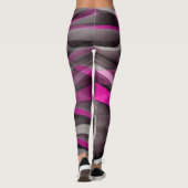Achtzig Stil Fucshia Rosa und Gray Curves Patter Leggings (Rückseite)