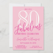 Achtzig und Fabelhaft Rosa 80. Geburtstag Einladung (Vorderseite)