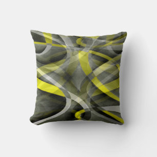 Achtzig Vibes daffodil Gelb und grau Layered Cu Kissen