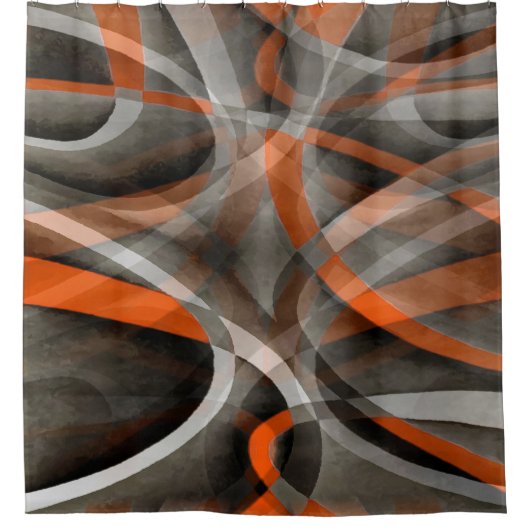 Achtzig Vibes verbrannte Orange und Graue Schichtk Duschvorhang (Vorderseite)