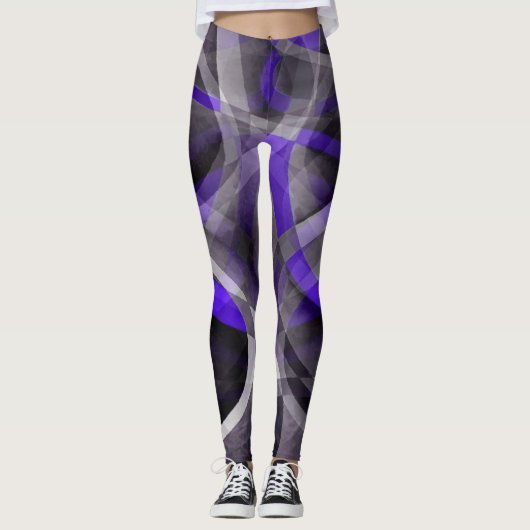 Achtzig Vibes Violet Blue und Gray Funky Muster. Leggings (Vorderseite)