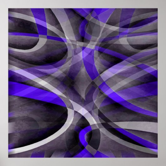 Achtzig Vibes Violet Blue und Gray Funky Muster. Poster (Vorne)
