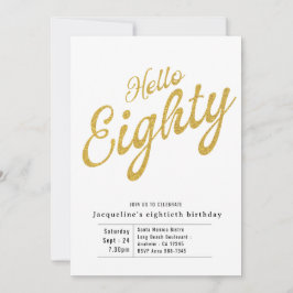 Achtzig White Gold Moderne 80. Geburtstag Einladung