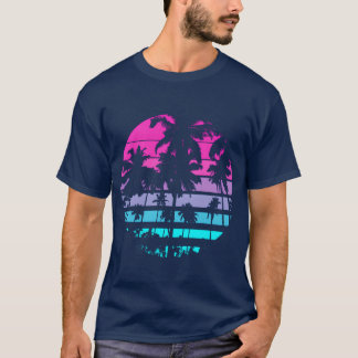 Achtziger 80er 90er Strandstil mit Palmenfreunden T-Shirt