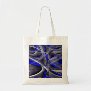 Achtziger Groovy Royalblau und Grau gebogene Linie Tragetasche