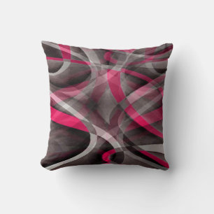 Achtziger-Rosen-Pink und Grau-Funky-Muster Kissen
