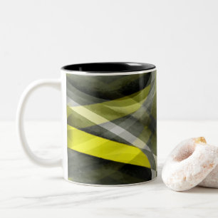 Achtziger-Vibes Narzissengelb und graue Schichten  Zweifarbige Tasse