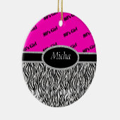 Achtzigerjahre Mädchen-Neonrosa u. Zebra-Monogramm Keramikornament (Rechts)