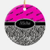 Achtzigerjahre Mädchen-Neonrosa u. Zebra-Monogramm Keramikornament (Hinten)