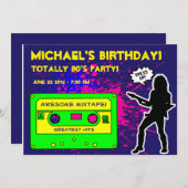 Achtzigerjahre Party Einladung, Achtzigerjahre Einladung (Vorne/Hinten)