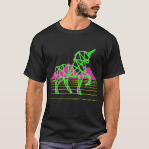 Achtzigerjahre Retro Neongeometrisches PolyEinhorn T-Shirt