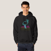 Achtzigerjahre Retro rosa Flamingoneonvogel Hoodie (Vorne ganz)