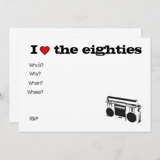 Achtzigerjahre Stereolithographieeinladung Einladung (Vorne/Hinten)