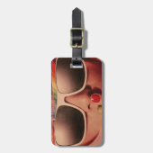 Achtziges Retro-Modemädchen Gepäckanhänger (Vorderseite vertikal)