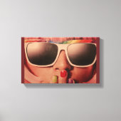 Achtziges Retro-Modemädchen Leinwanddruck (Vorderseite)