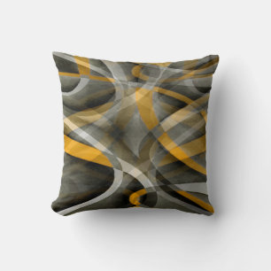 Achziger Retro Senfgelb und Grau Abstract Cu Kissen