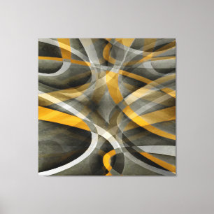 Achziger Retro Senfgelb und Grau Abstract Cu Leinwanddruck