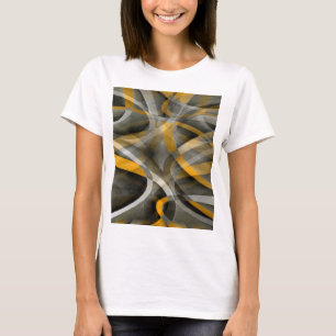Achziger Retro Senfgelb und Grau Abstract Cu T-Shirt