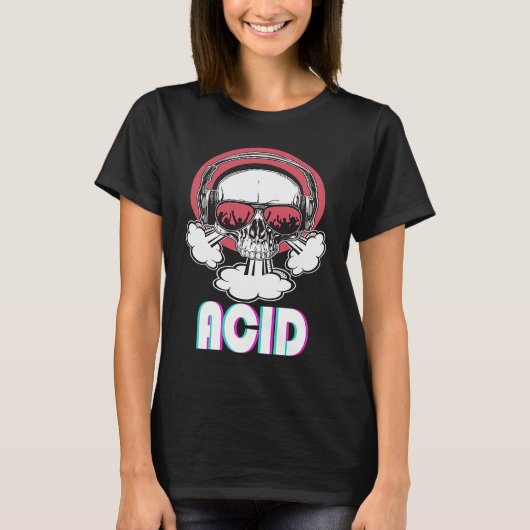 Acid Disco Music Techno Trance Skull T-Shirt (Vorderseite)