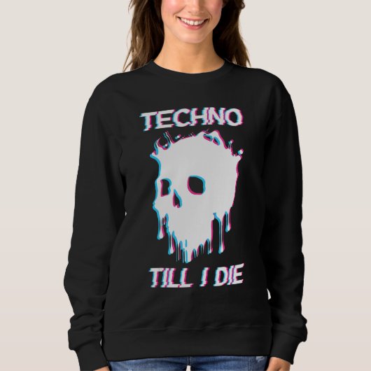 Acid Face Tekno Rave Music Hard Techno Raver Dark  Sweatshirt (Vorderseite)