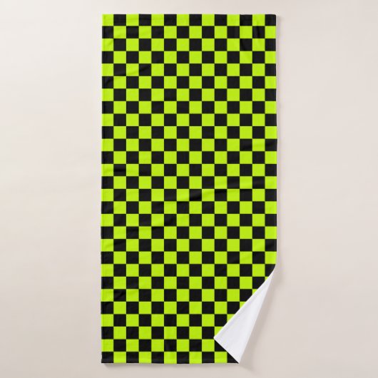 Acid green black checkerboard pattern badhandtuch set (Badehandtuch)