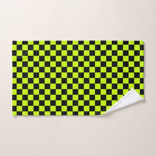 Acid green black checkerboard pattern badhandtuch set (Handtuch)
