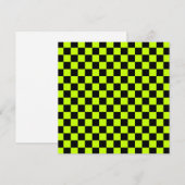Acid green black checkerboard pattern dankeskarte (Vorne/Hinten)