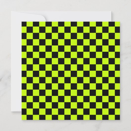 Acid green black checkerboard pattern dankeskarte (Vorderseite)