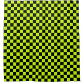 Acid green black checkerboard pattern duschvorhang (Vorderseite)
