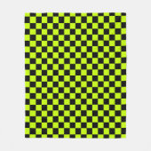 Acid green black checkerboard pattern fleecedecke (Vorderseite)