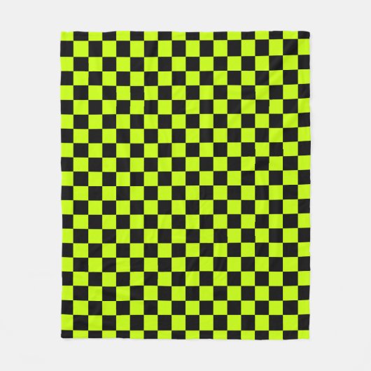 Acid green black checkerboard pattern fleecedecke (Vorderseite)