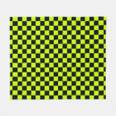 Acid green black checkerboard pattern fleecedecke (Vorderseite (Horizontal))
