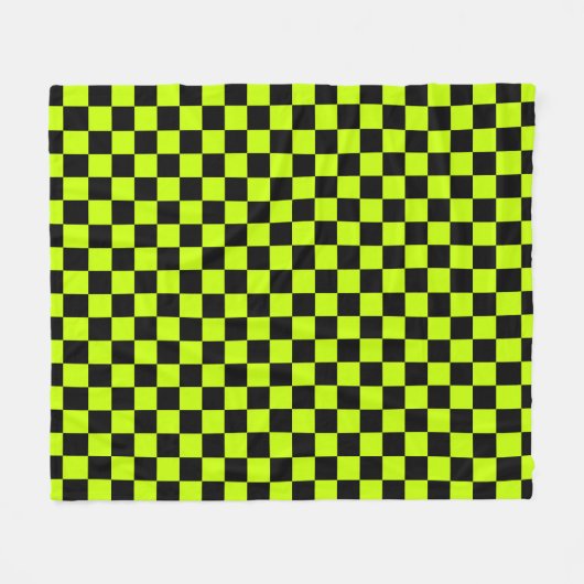 Acid green black checkerboard pattern fleecedecke (Vorderseite (Horizontal))