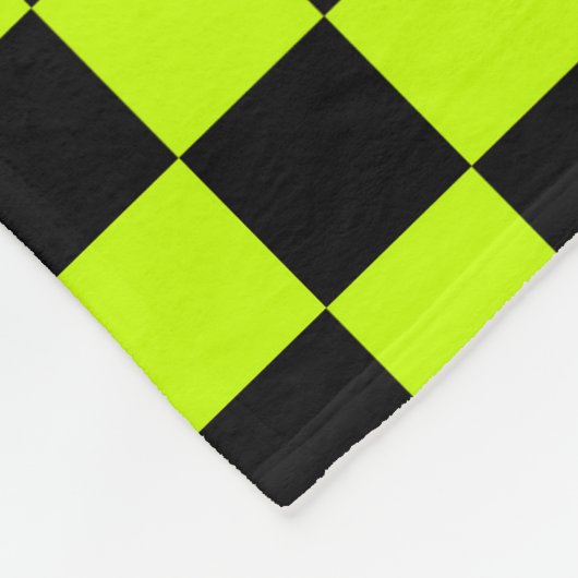 Acid green black checkerboard pattern fleecedecke (Ecke)