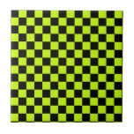 Acid green black checkerboard pattern fliese<br><div class="desc">A vibrant checkerboard pattern with alternating neon yellow and black squares creates a striking geometric design, conveying a bold and energetic tone.</div>