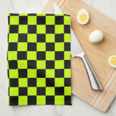 Acid green black checkerboard pattern geschirrtuch (Viertel Falte)