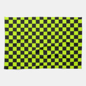Acid green black checkerboard pattern geschirrtuch (Horizontal)