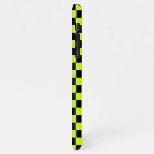 Acid green black checkerboard pattern iPhone hülle (Linke Seite)