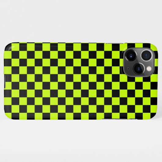 Acid green black checkerboard pattern iPhone hülle (Rückseite (Horizontal))