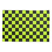 Acid green black checkerboard pattern kissenbezug (Rückseite-Links)