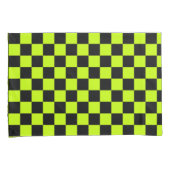 Acid green black checkerboard pattern kissenbezug (Vorderseite-Rechts)