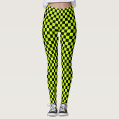Acid green black checkerboard pattern leggings (Vorderseite)