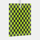 Acid green black checkerboard pattern ornament aus glas (Vorderseite Rechts)
