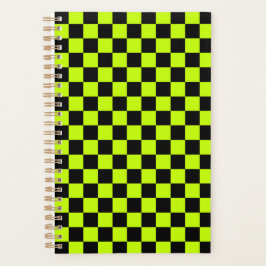 Acid green black checkerboard pattern planer