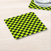 Acid green black checkerboard pattern rechteckiger pappuntersetzer (angewinkelt)